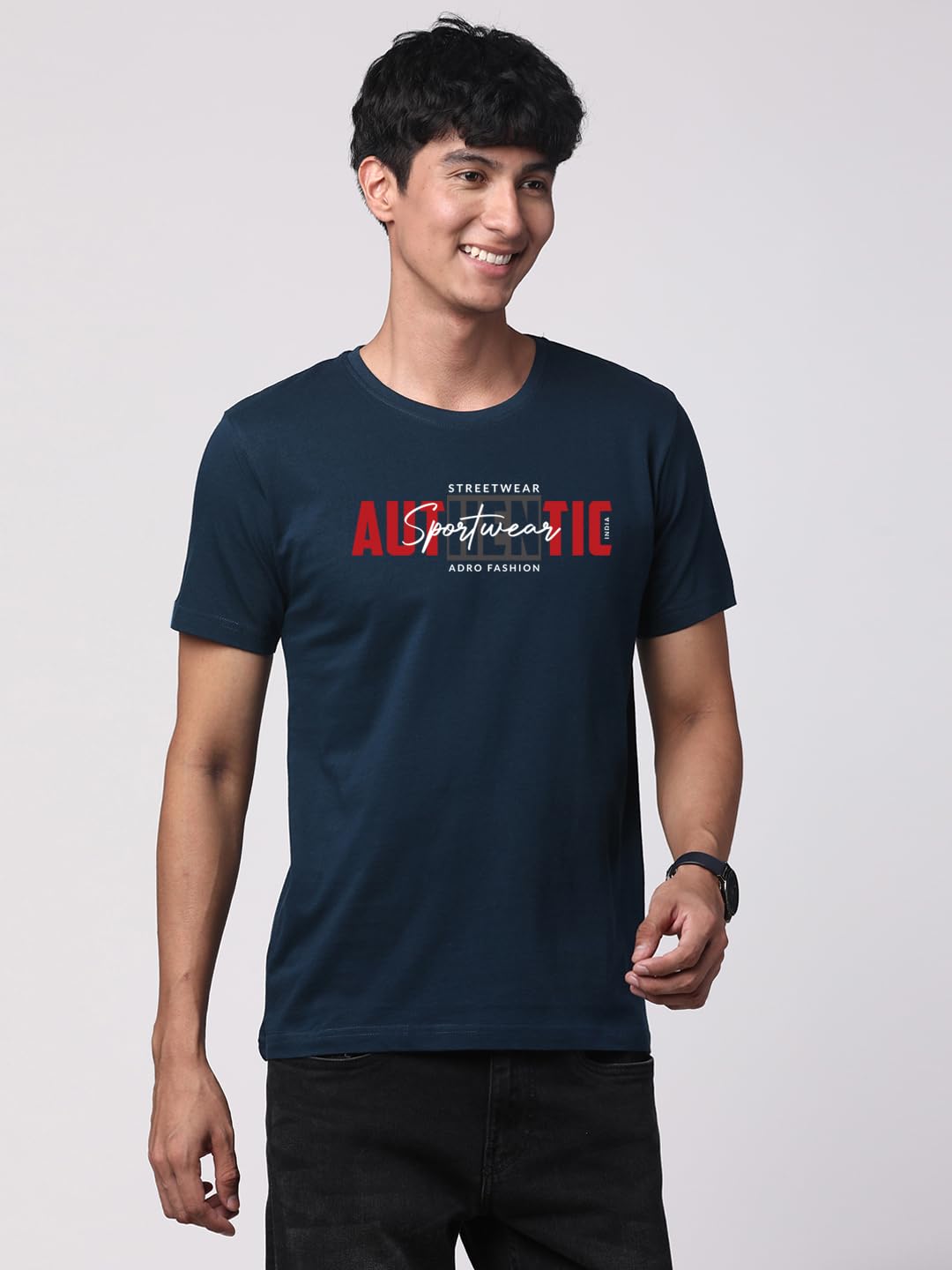 ADRO Men's Graphic Printed 100% Cotton T-Shirt - Regular Fit, Printed T-Shirts for Men (RN24-SPT-SB_Teal)
