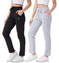 Modeve  Women Cotton Blend Pack of 2 Track Pant for Summer || Women Lower || Women Pyjama || Lounge Pants_Black and Light Grey_X