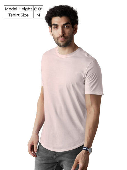 The Souled Store Nude Pink Mens and Boys Solid Supima Cotton Drop Cut T-Shirts Supima Drop Cut T-Shirts Fashionable Trendy Graph