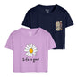 Kyda Kids 100% Cotton Crop Top For Girls - Printed Half Sleeve Stylish Tshirt, Regular Fit Tops For Girl - Pack Of 2
