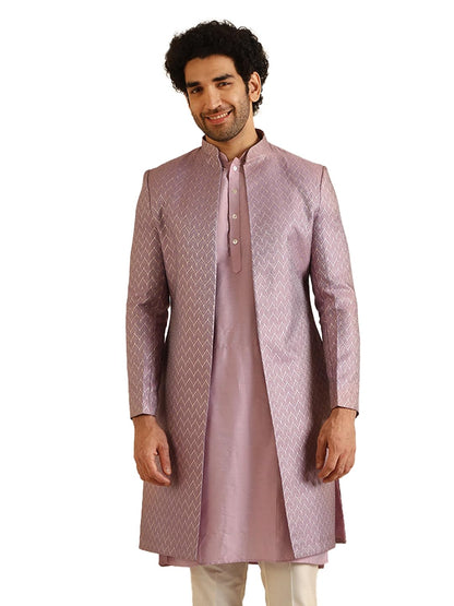 Kisah Sherwani Set For Men  Silk Blend Jacquard Textured Indo Western Sherwani With Kurta And Trouser | Designer Ethnic Outfit F