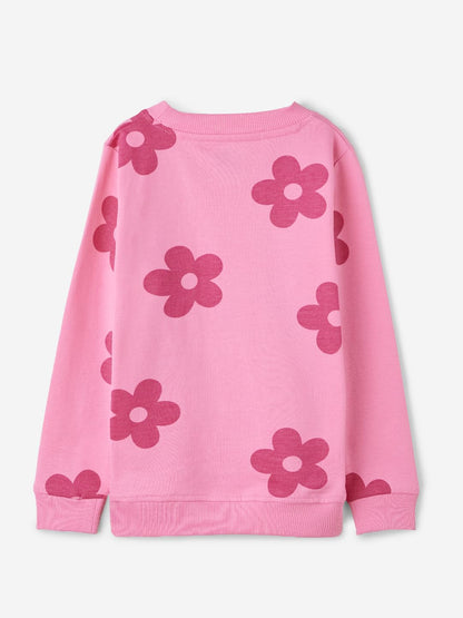 The Souled Store Official Girls TSS Originals: Pink Flora Cotton Sweatshirts Hoodies Sweatshirts Pullovers Fleece Zip-up Graphic