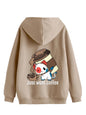 Tagas Woman Printed Kangaroo Pocket Drawstring Hoodie with Zipper