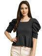 Tee Projekt Womens Casual Trendy Top with Stylish Short Puff Sleeves ll Soft & Stylish Womens Tee