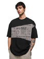 The Souled Store in The News Men and Boys Short Sleeves Round Neck Black Cotton Super Oversized T-Shirts