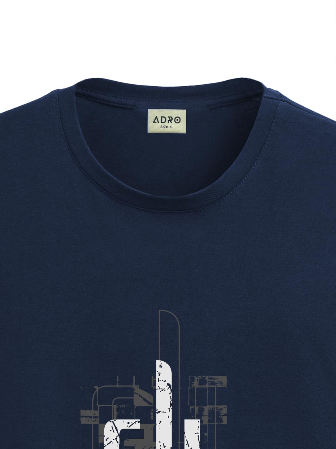 ADRO Men's Graphic Printed 100% Cotton T-Shirt - Regular Fit, Printed T-Shirts for Men (RN24-FTR-NB_Navy)
