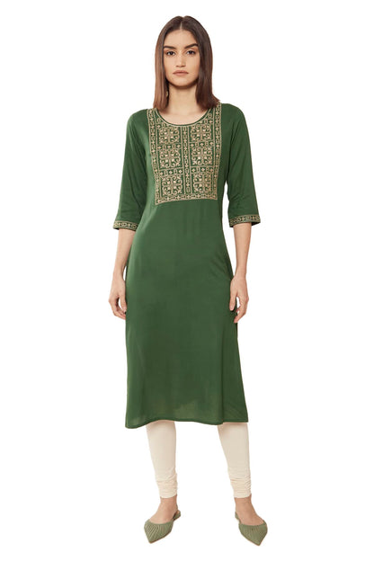 Soch WomenS Rayon Embroidered Regular Dress Shirt (Smua1Ku9016B_Green