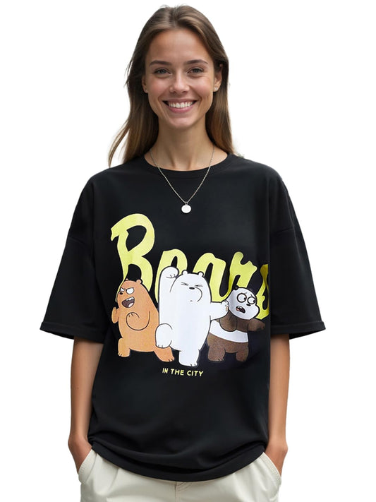 Bewakoof Cotton Official Cartoon Network Merchandise Womens Graphic Printed Oversized T-Shirt_610867_Black_XL