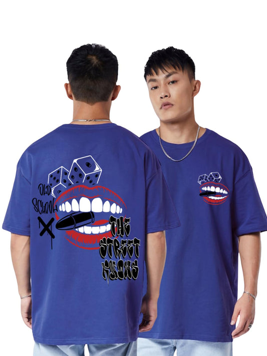 Veirdo Mens Cotton Short Sleeve Round Neck Oversized Fit Graphic Print T-Shirt Men