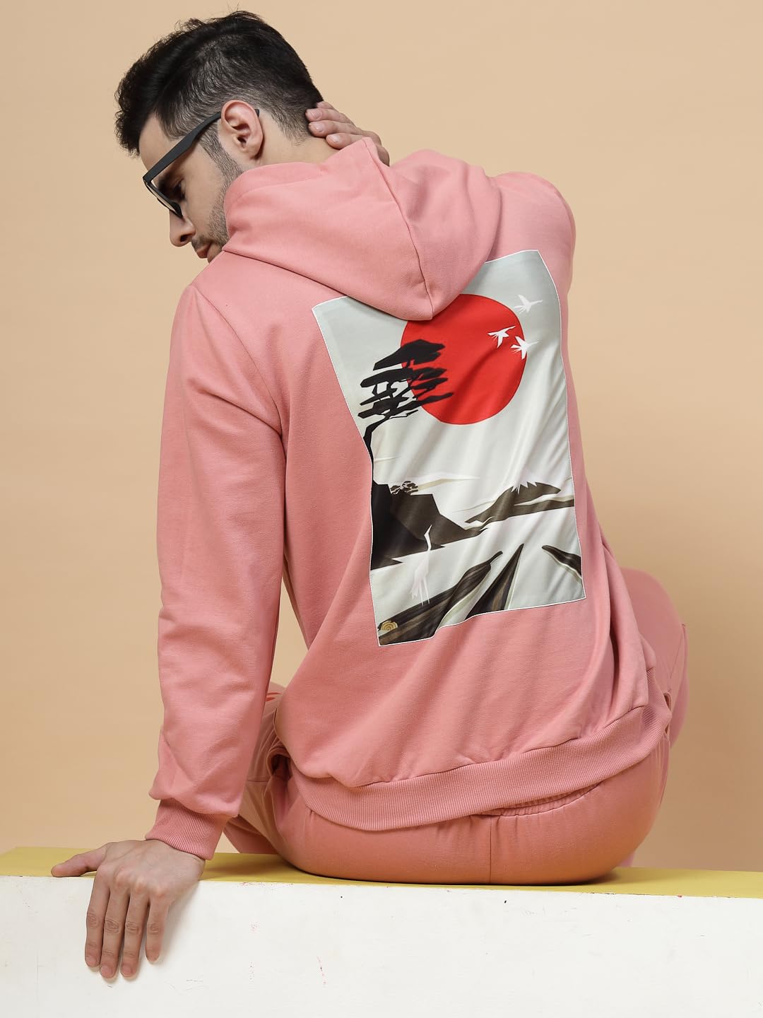 Rigo Cotton Fleece Full Sleeves Oversized Co-ord Set for Men | Printed Hooded Track Suit Set for Men