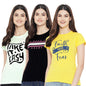 Preneum Womens Cotton Regular Fit Latest Graphic Stylish Printed Short Sleeves Casual T-Shirt || Trendy & Styling (Pack 3), Gre
