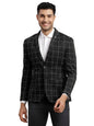 Turtle Men Knitted Checkered Dark Grey Blazer