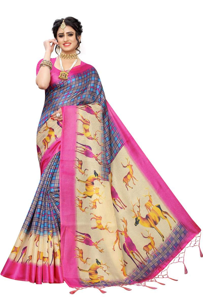 Anni Designer Womens Pink Color Art Silk Saree (JUNGLE PINK_FREE SIZE)