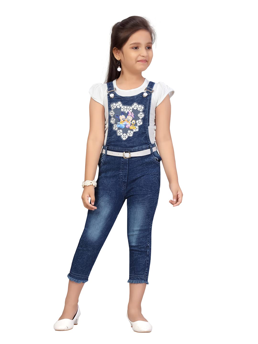 Aarika GirlS Knee Length Casual Dress White 4 Years-5 Years