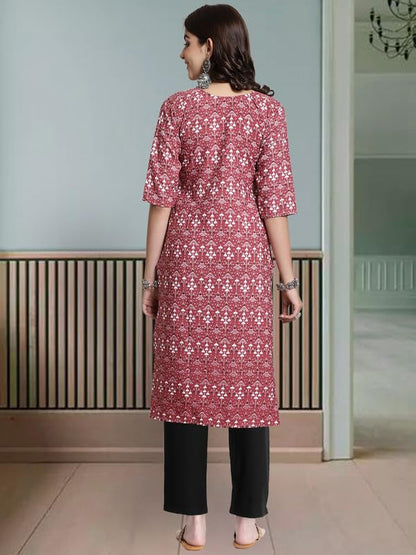 Pinkmint WomenS Crepe Printed Kurta And Pant Set (Pack Of 3)