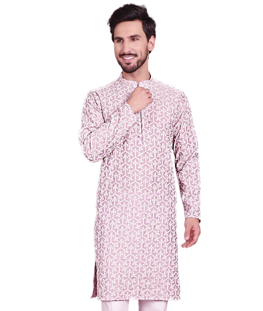 Jompers Mens Chikankari Embroidered Kurta