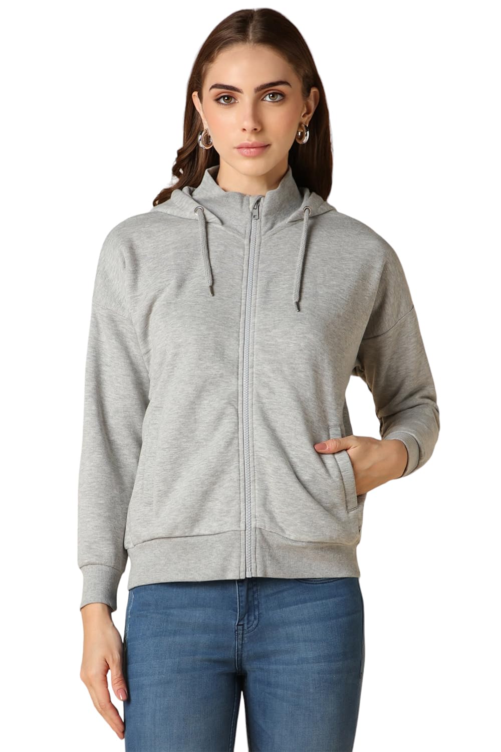 Allen Solly Women Regular Fit Printed Solid Hoodie