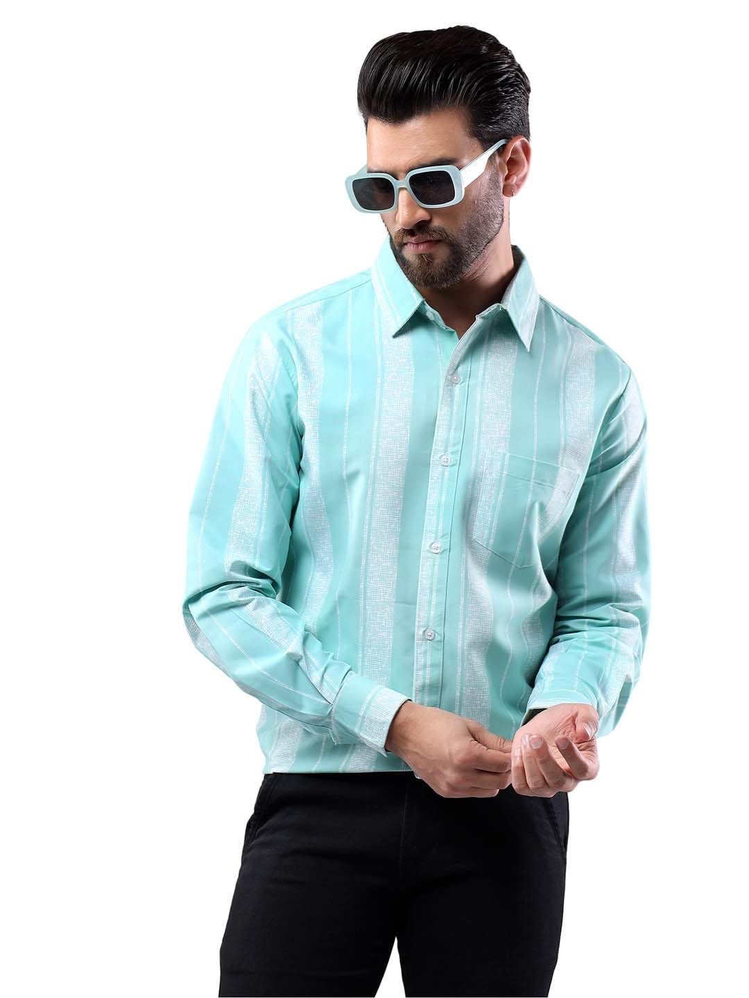 Kotty MenS Sleek Lines Full Sleeve Premium Fabric Striped Shirt(Multicolor,Xl)