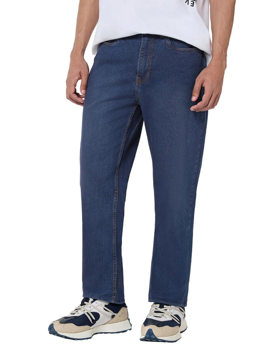 Bewakoof Mens Washed Slim Straight Fit Cotton Lycra Blend Jeans_657451_Blue_28