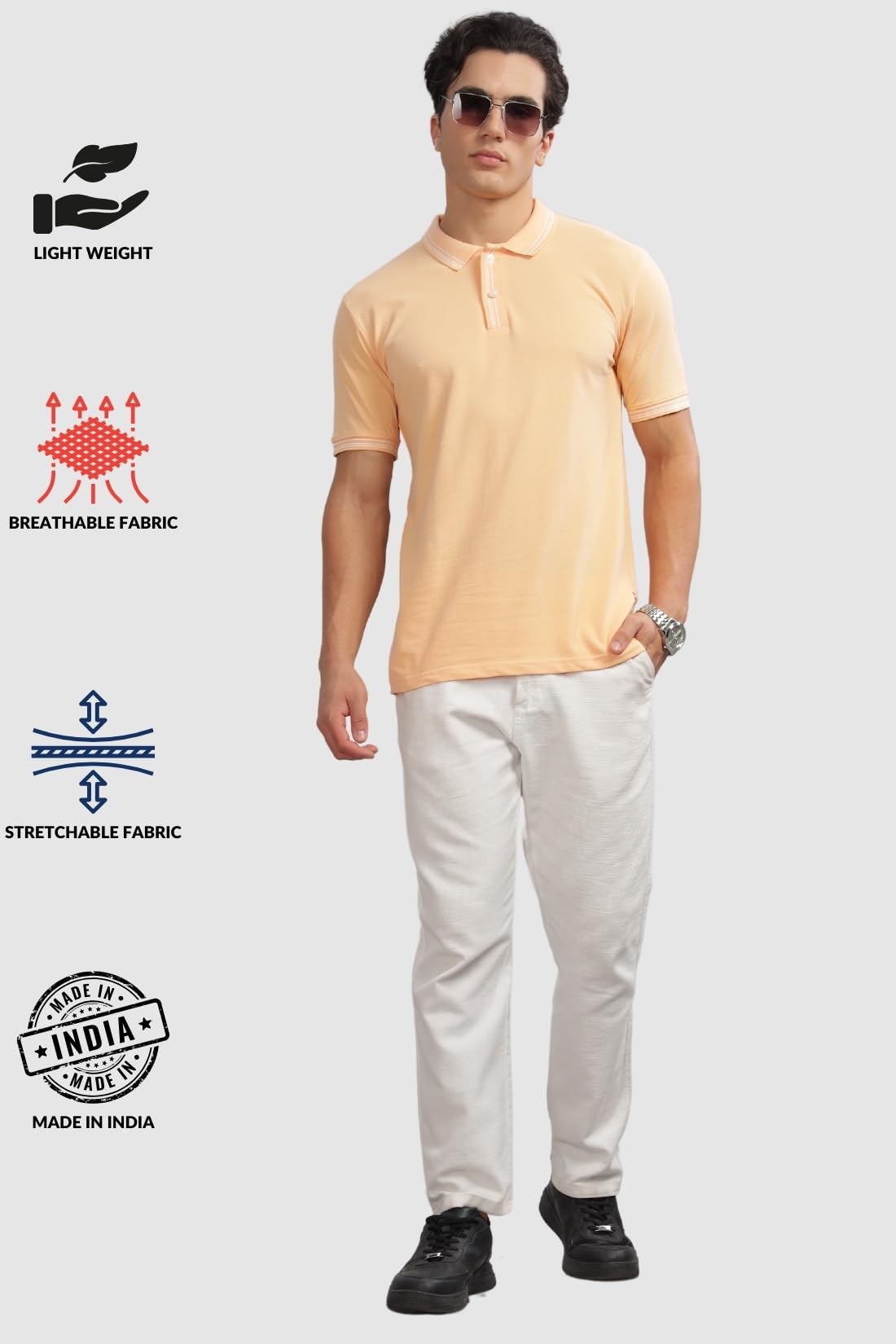 ADRO Polo T Shirt for Men | Plain Polo T-Shirt | 100% Cotton Polo Tshirt | Regular Fit Polo| Available in Plus Size Polo|PN24-ST