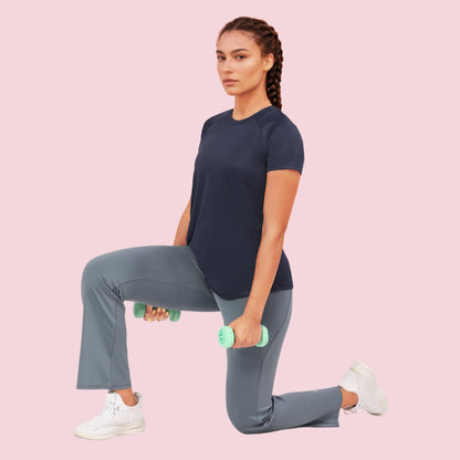 Enamor Womens Solid Relaxed Fit T-Shirt (A313_Navy