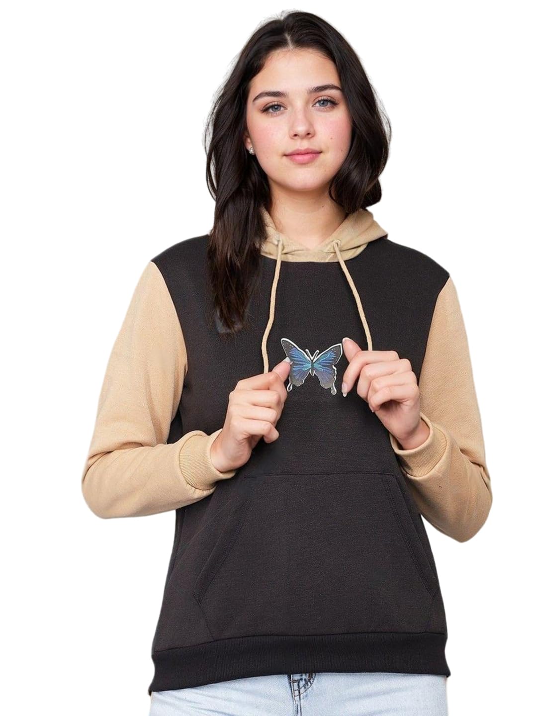 Kotty WomenS Butterfly Print & Colorblock Hooded Sweatshirts(Multicolor,S)