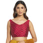 Fabindia Women Cotton Silk V-Neck Blouse Maroon_34