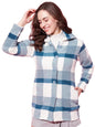 Modeve Women Checked Full Sleeve Teal Jacket For Winter