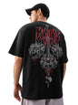The Souled Store Official The Witcher: Basilisk Men and Boys Short Sleeves Round Neck Black Graphic Printed Cotton Oversized T-S