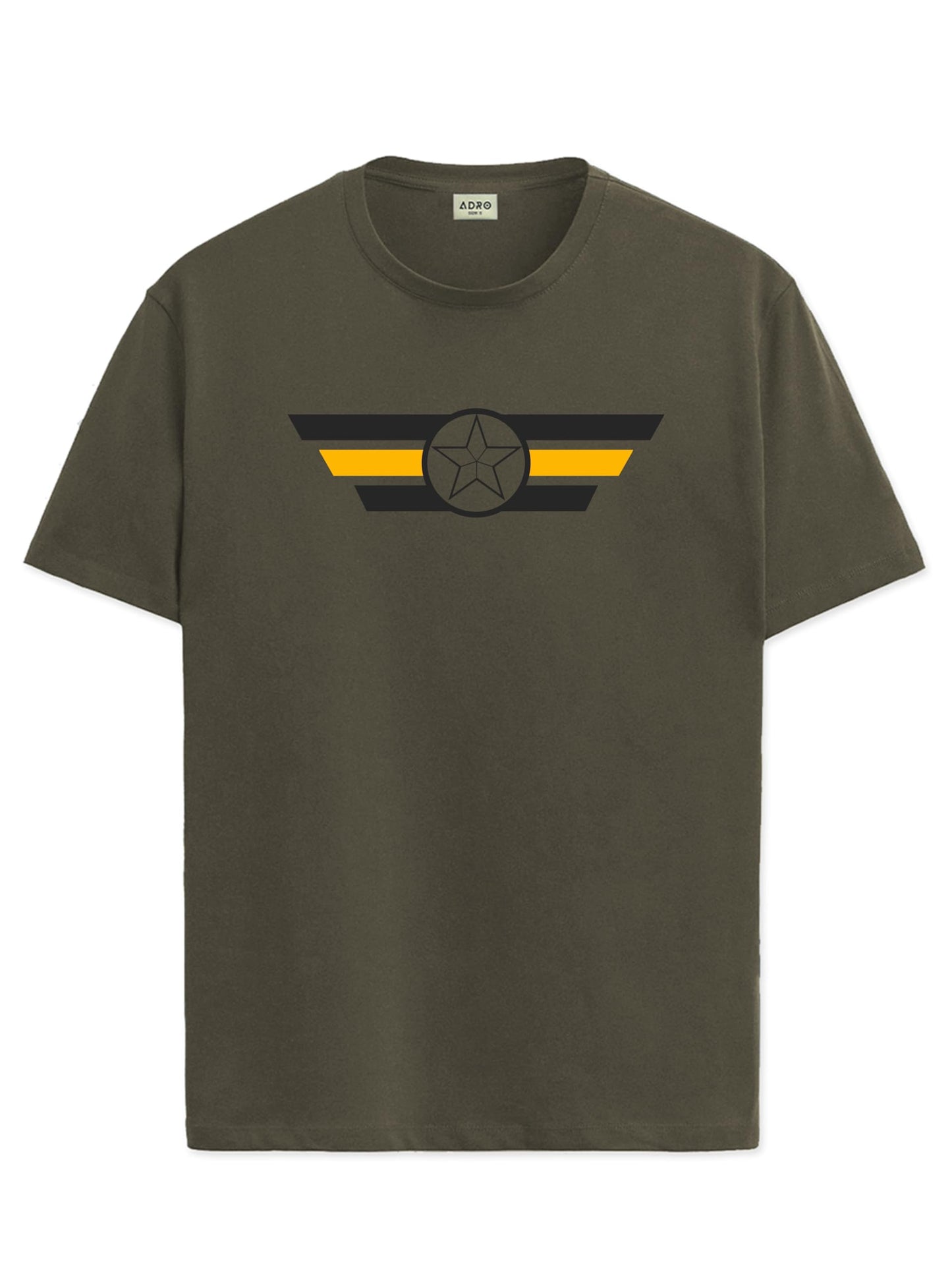 ADRO Men's Solid Regular Fit T-Shirt (RN24-CAP-OL_Olive