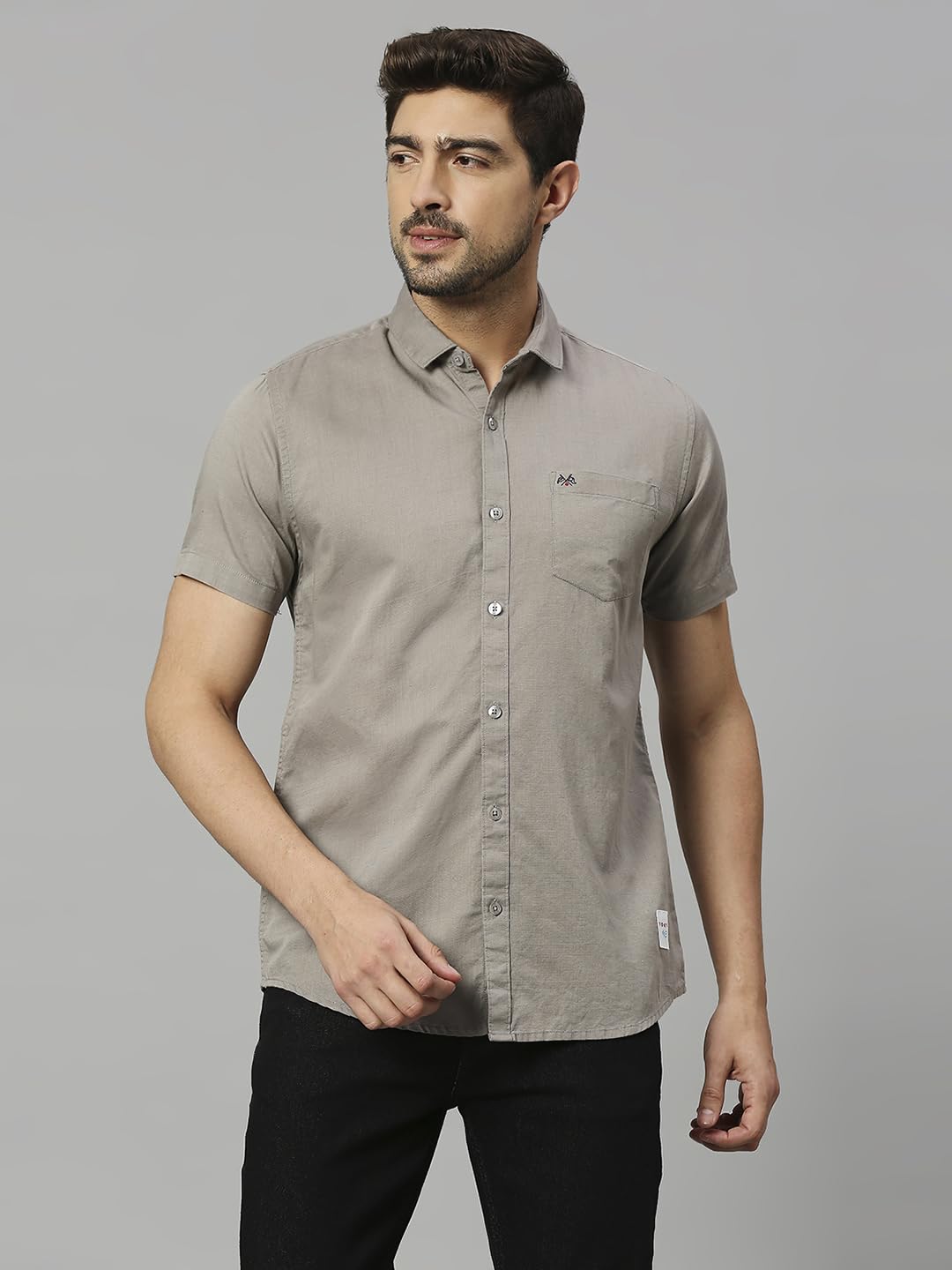 Thomas Scott Mens | Self Designed | Short Sleeves | Solid | Spread Collar | Slim Fit | Cotton Linen | Shirt | (TS1099_Seagreen_