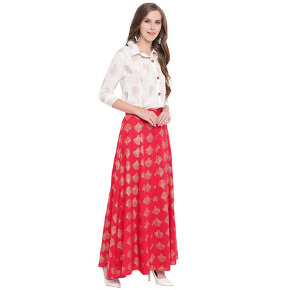 Stylum Womens Printed Rayon Blend Shirt Skirt Set