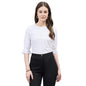 Style Quotient Women Self Design Schiffli White Polycotton Regular Fit Semi Formal Top