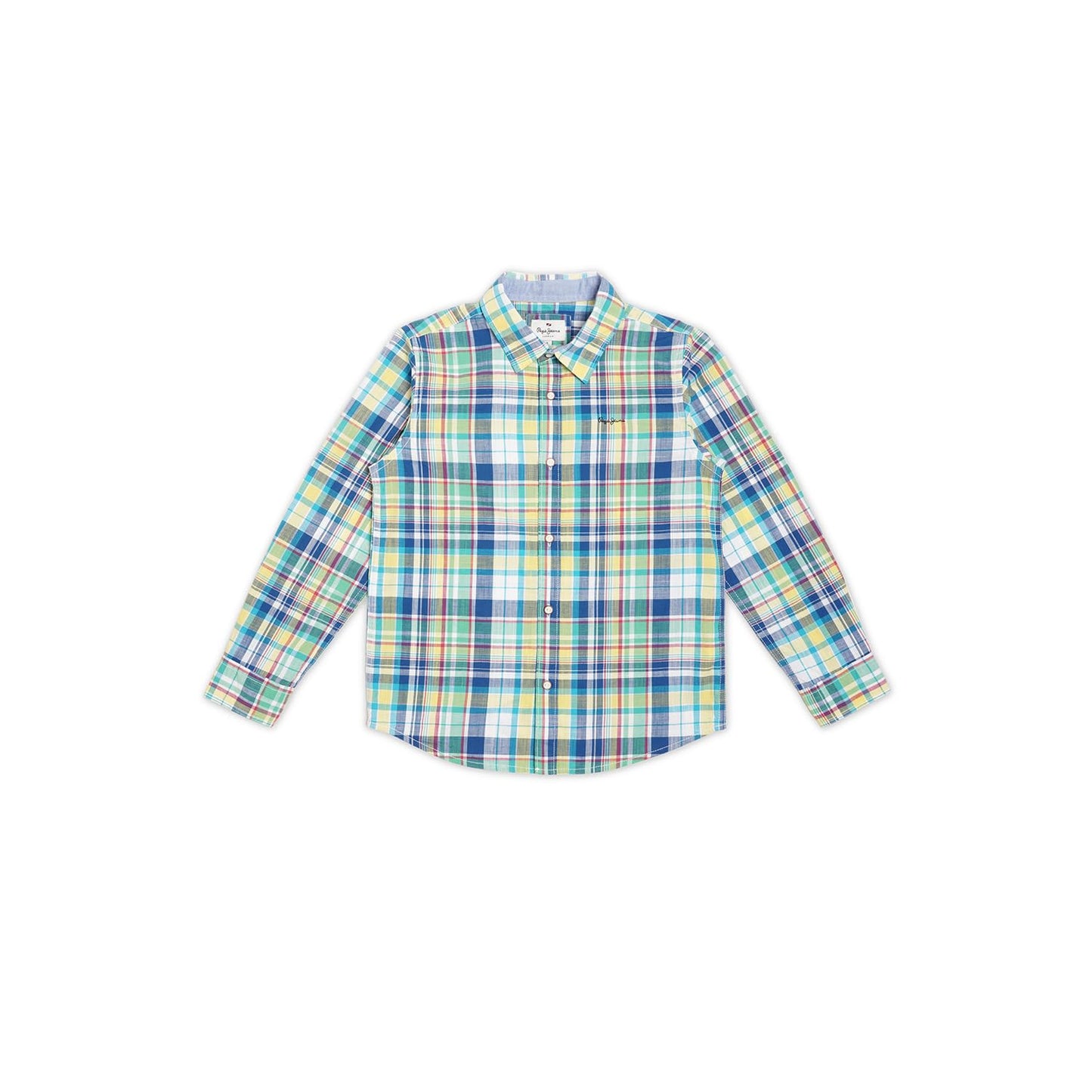 Pepe Jeans BoyS Checkered Regular Fit Shirt (Pb302594_Lime Green_Blue
