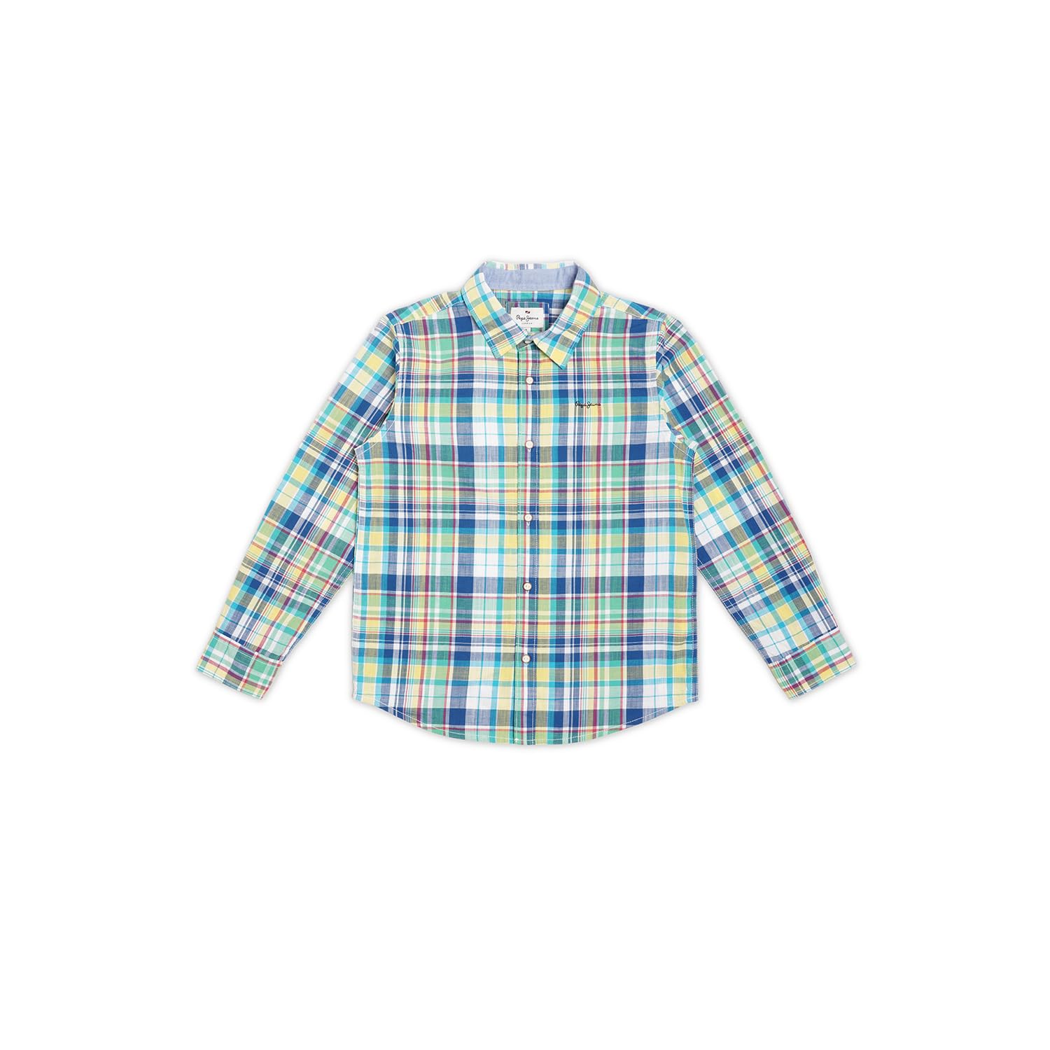 Pepe Jeans BoyS Checkered Regular Fit Shirt (Pb302594_Lime Green_Blue