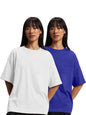 JUNEBERRY Pure Cotton Drop Shoulder Oversized Baggy Fit Half Sleeve Plain Solid Round Neck Multicolor T-Shirt for Women & Girls