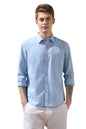 Dennis Lingo Men Regular Fit Blue Full Sleeves Cotton Casual Shirt