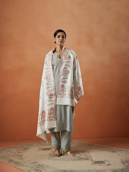 Pashmoda Women Pari mahal Kaani Wool Blend Stole (Size : 71X203 CM)