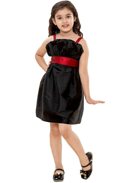 A.T.U.N. (ALL THINGS UBER NICE) Girls Solid Fit and Flare Dress Black-Maroon
