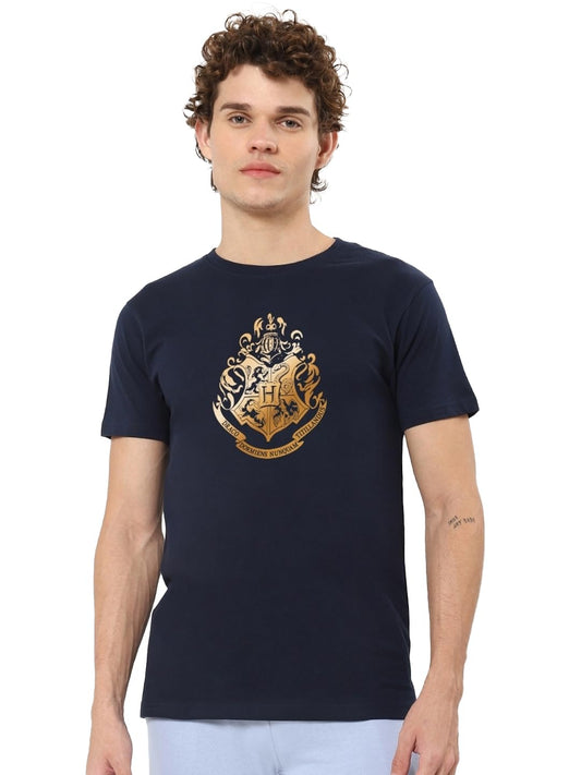 Bewakoof Mens Cotton Official Harry Potter Merchandise Graphic Printed Regular Fit T-Shirt_625229_Blue_L