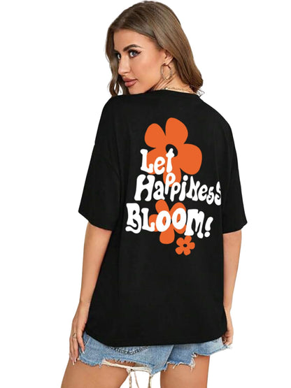Juneberry Pure Cotton Oversized Loose Baggy Fit Drop Shoulder Half Sleeve Cool Front & Back Graphic Printed Round Neck T-Shirt F