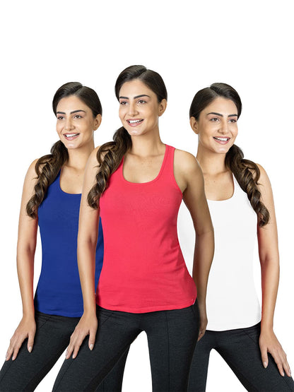 Lyra WomenS Stretchable Premium Cotton Racerback Tank Top (Pack Of 3)