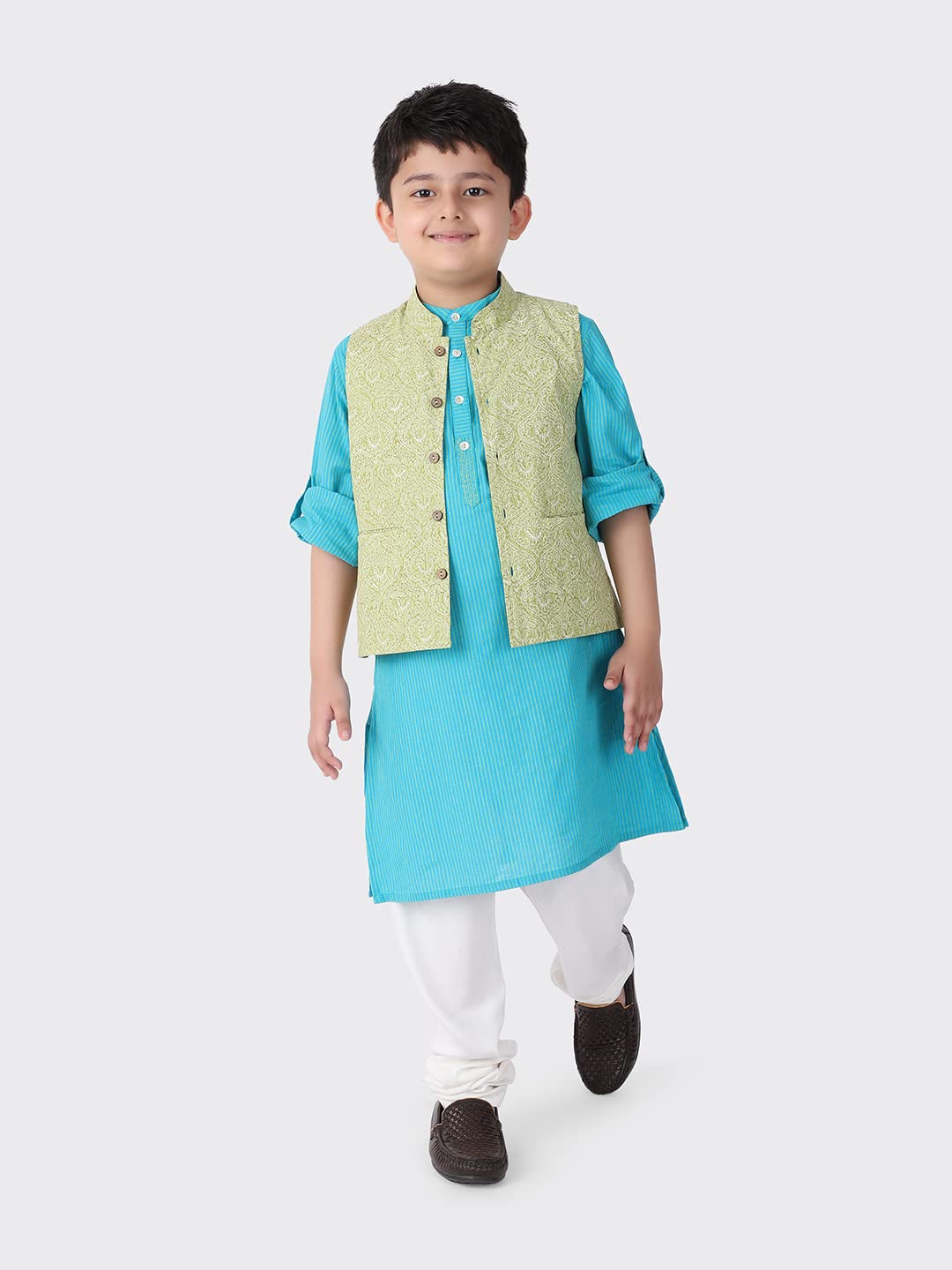Fabindia Kids Block Printed Nehru Jacket Cotton_8-10Y