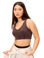 The Souled Store Solids: Mocha Brown Women and Girls Sleeveless Round Neck Bralette Top