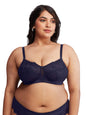 Nykd WomenS Floral Mesh Wirefree Non Padded Bra With Medium Coverage | Deatiled Lace | Bridal Collection - Bra, Nyb230, Navy, 4