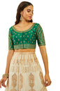 Soch Womens Green Tussar Embroidered Front-Open Blouse With Sequin Embellishments