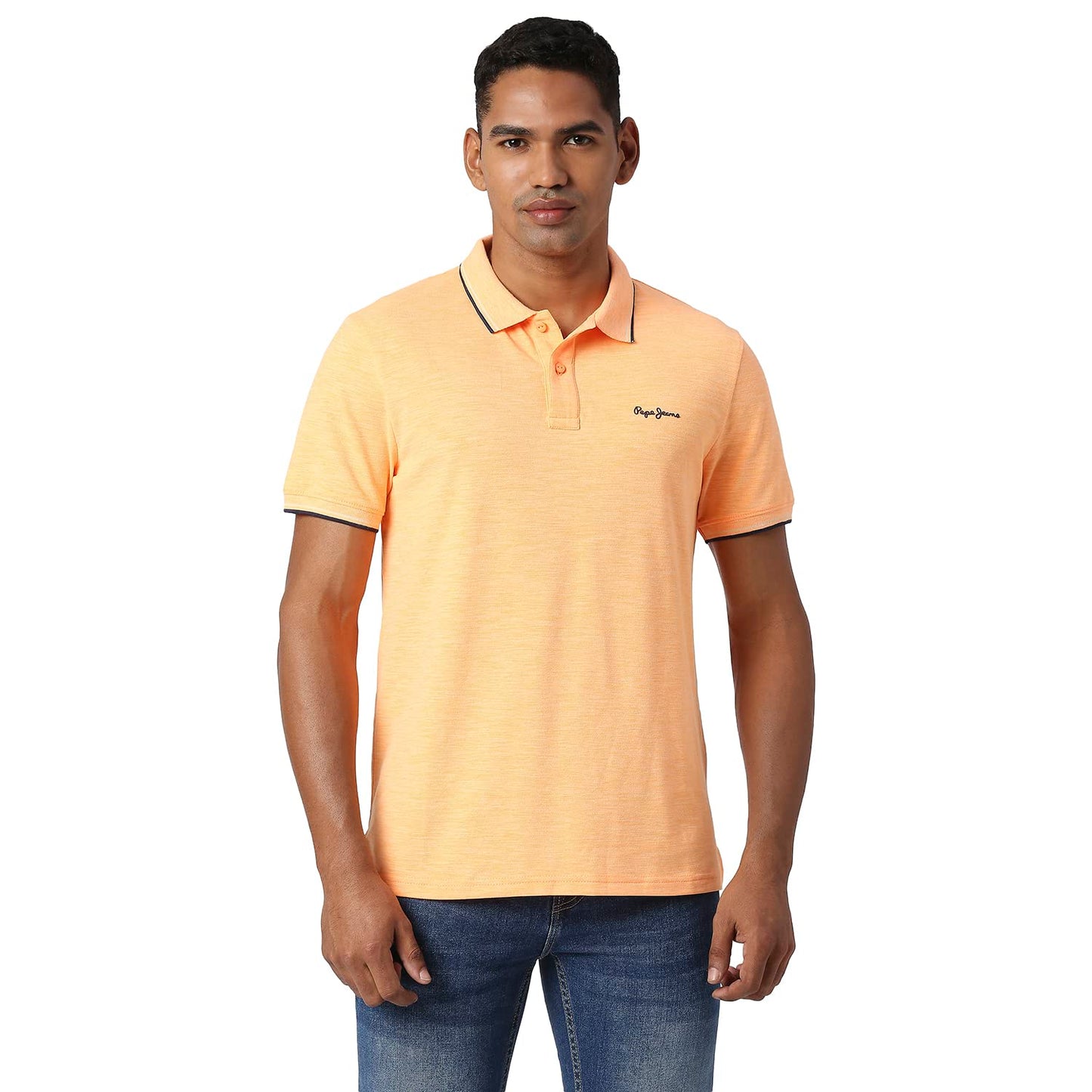 Pepe Jeans MenS Solid Regular Fit T-Shirt (Pm542032143M_Nu Coral