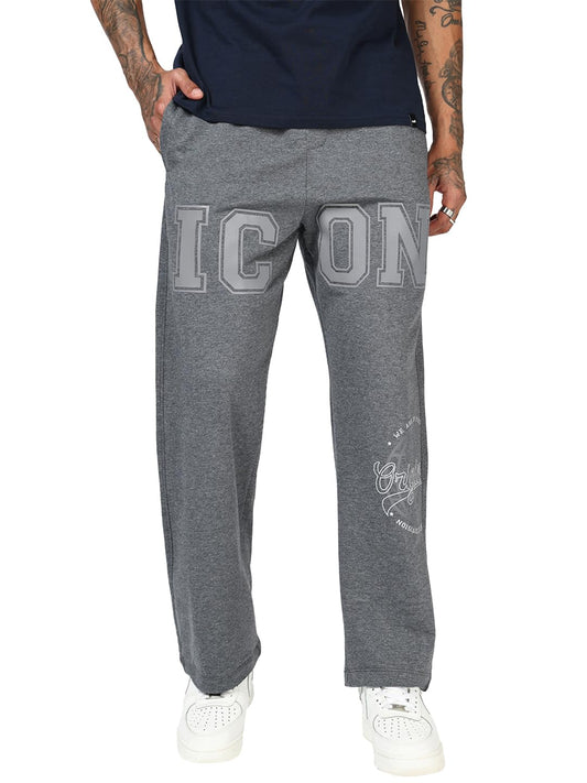 Bewakoof Mens Graphic Print Oversized Fit Terry Track Pant_664124_Grey_XL