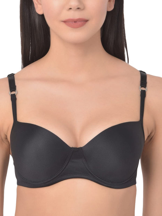 Clovia Womens Level 1 Push-Up Underwired Full Cup Balconette T-Shirt Bra (BR2236P13_Black_36C)