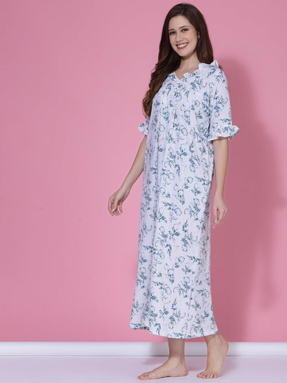 OOMPH! Cotton Blend Nighty for Womens | Night Gown | Nighty | Nightdress | Maxi Dress | Sleepwear | Gown for Women | Nighties |